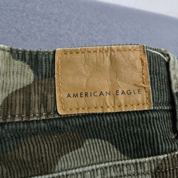 American Eagle Women 2 Regular Mid Rise Camo Corduroy Mom Jeans Super Stretch - Picture 11 of 16